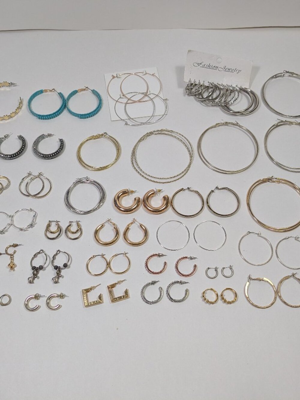 Hoop Earring Lot 46 Fashion Jewelry Ready to Wear Variety of Styles Colors
